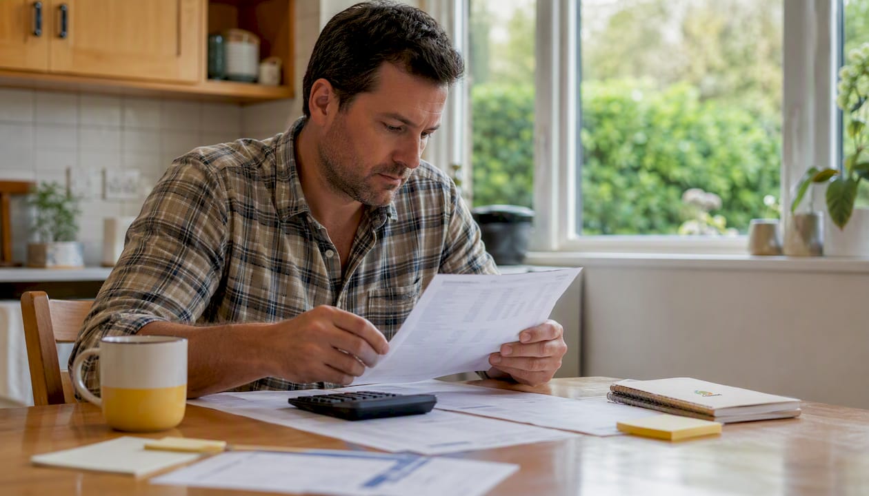Businessman calculating marine distributor costs