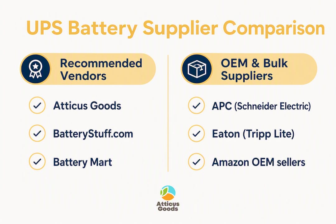 Infographic comparing UPS battery suppliers