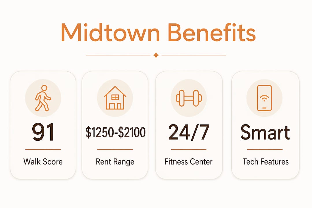 Infographic illustrating Midtown Houston rental advantages