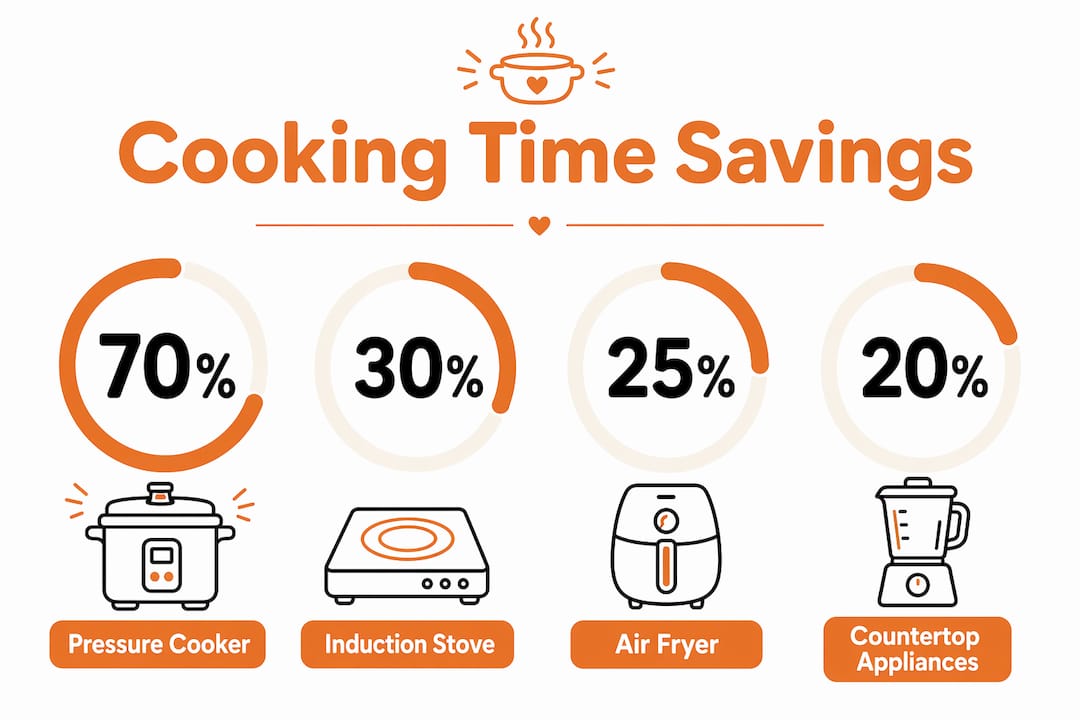 Infographic showing cooking time reductions by appliance