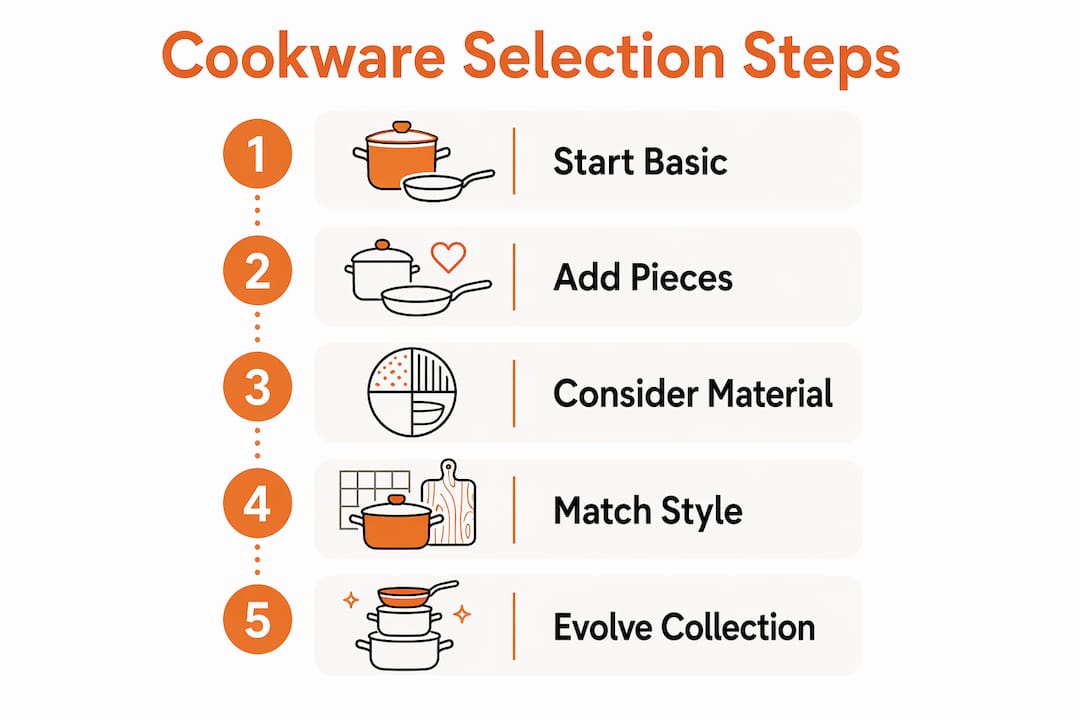 Infographic showing cookware selection steps