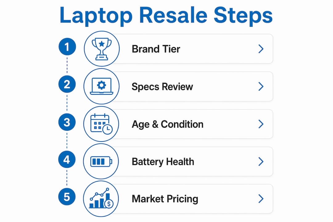Infographic showing key steps in laptop resale value