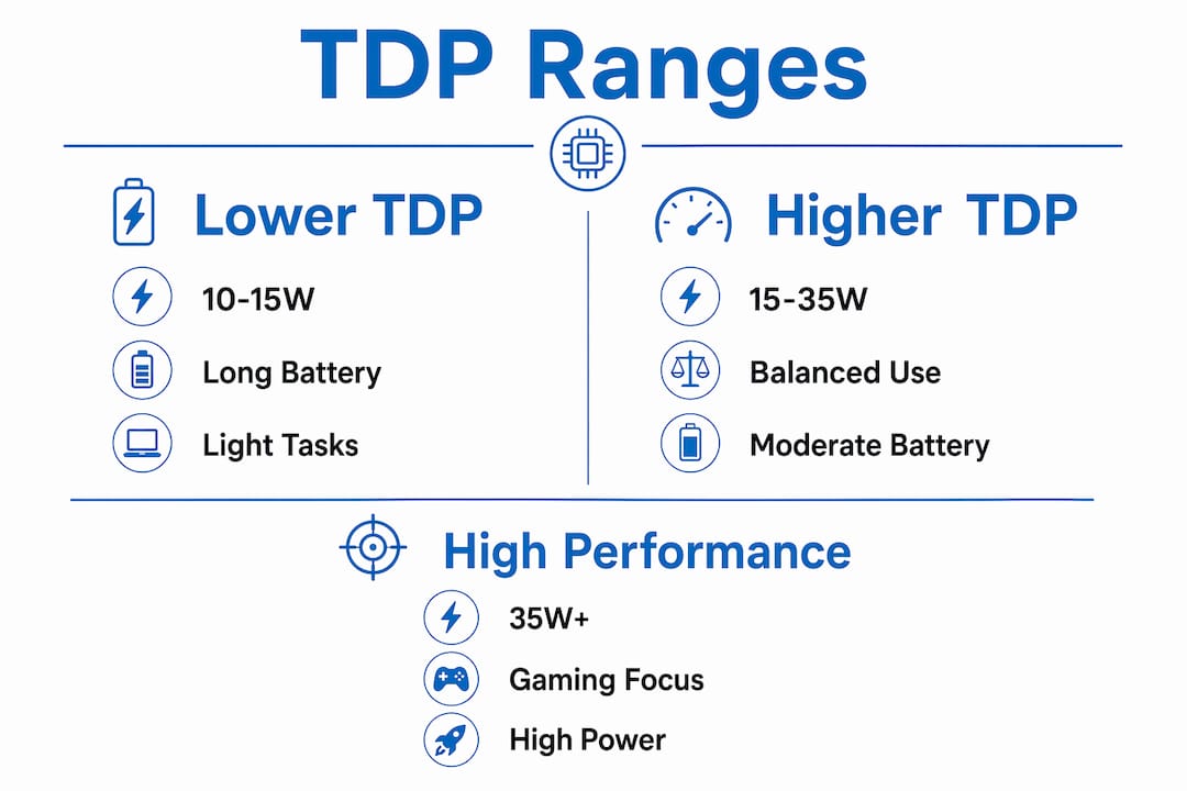 Infographic comparing TDP ranges in budget laptops