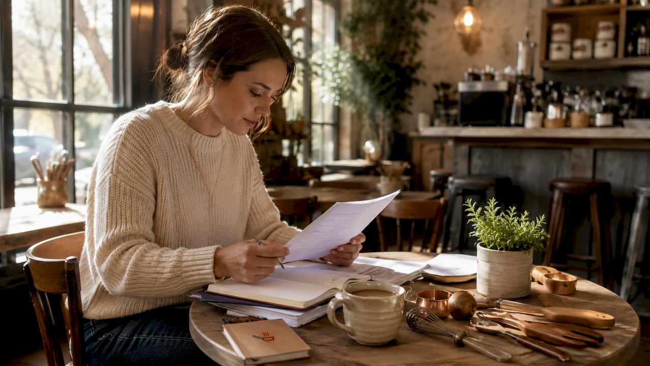 Buyer reviewing kitchenware certifications