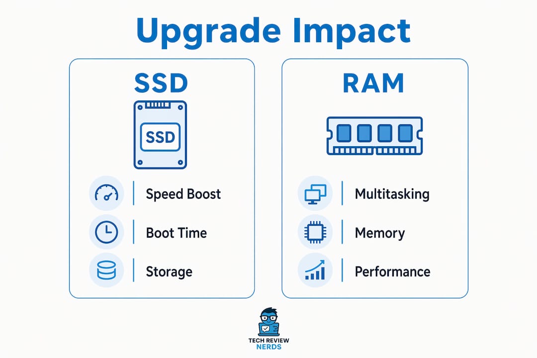 Infographic comparing SSD and RAM upgrades