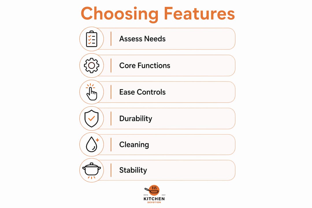 Infographic showing key features of multi-purpose kitchen appliances