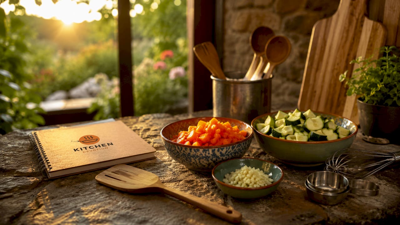 Prepared ingredients on kitchen counter