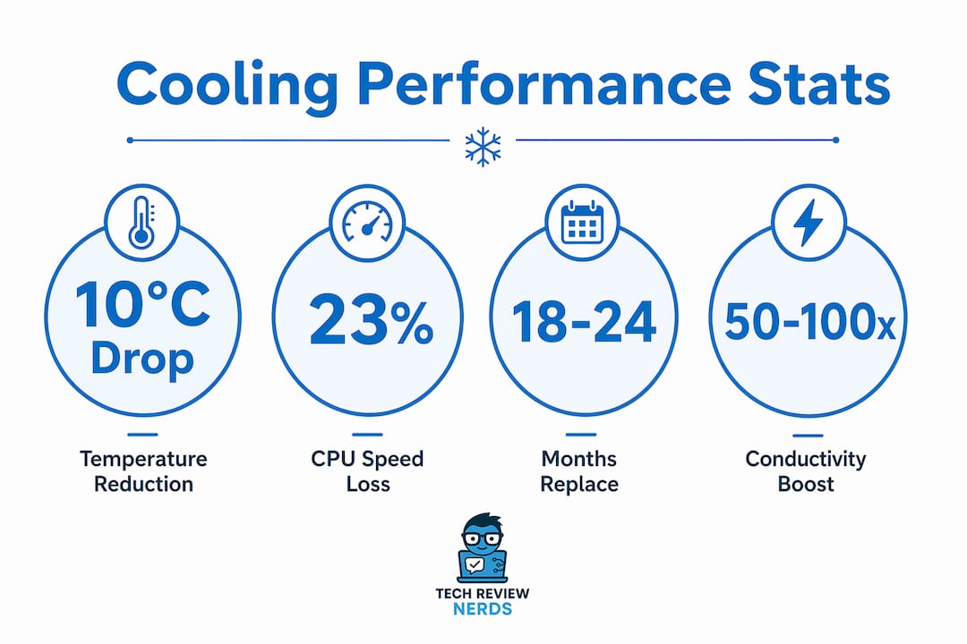Infographic showing thermal paste performance statistics