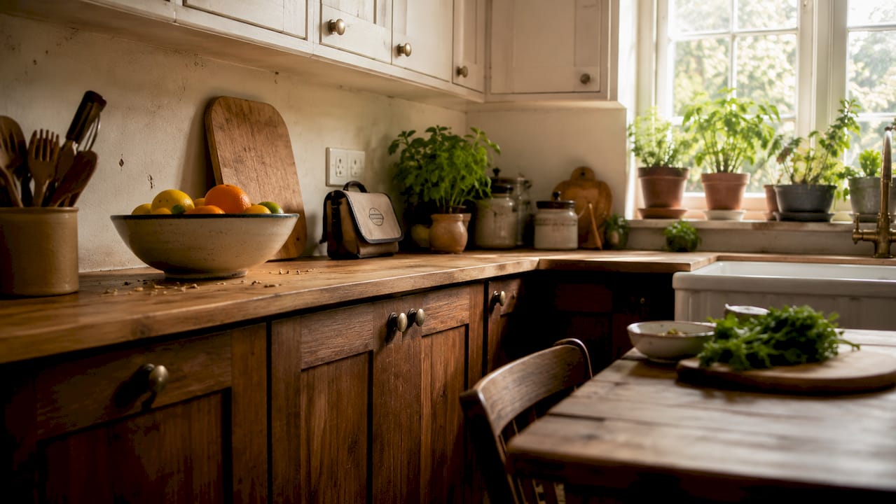 Bright small kitchen with L-shaped layout