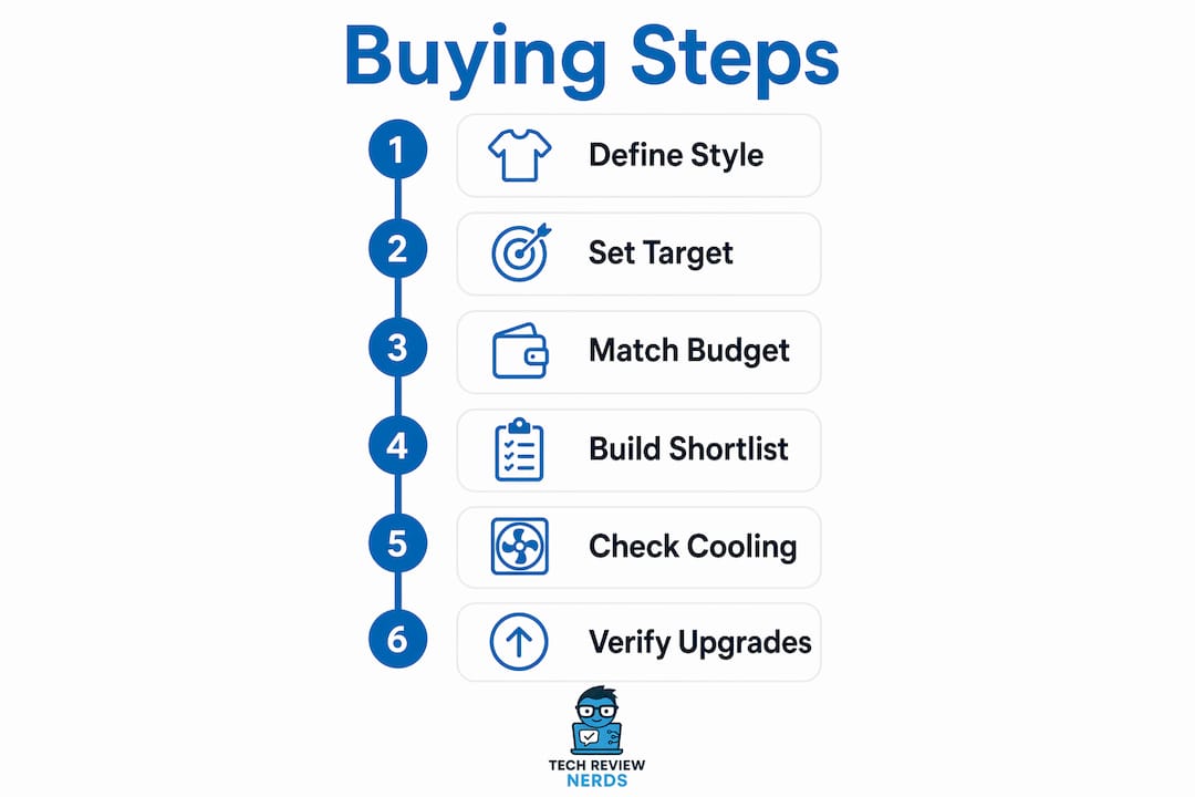 Infographic detailing step-by-step laptop buying process