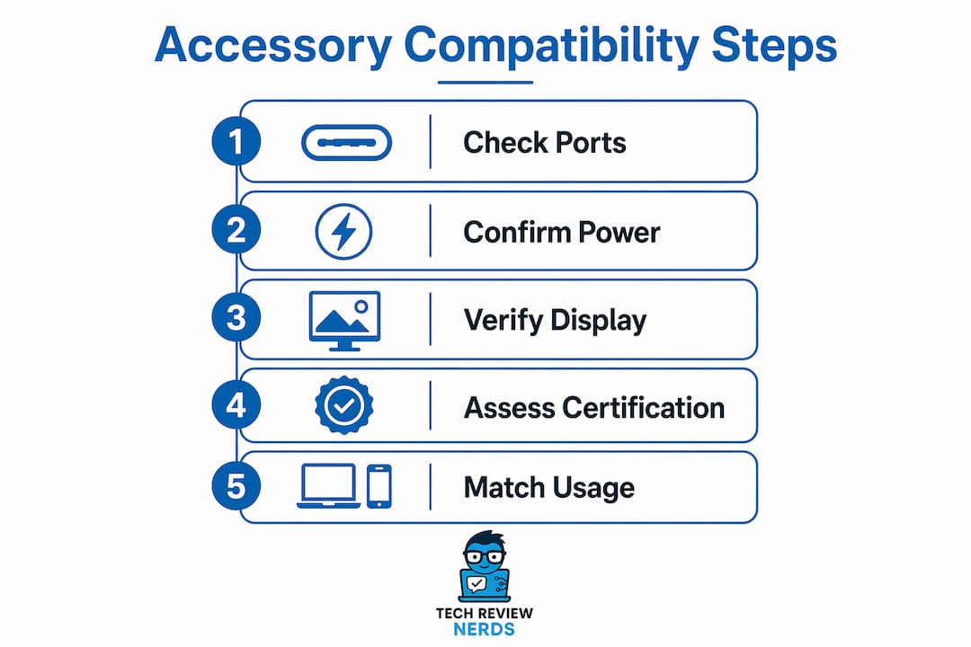 Infographic showing accessory compatibility steps with key points