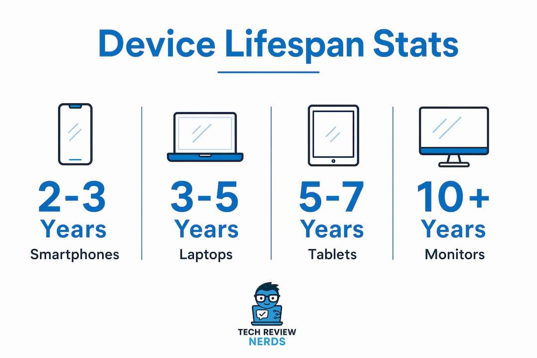 Infographic showing device lifespan statistics