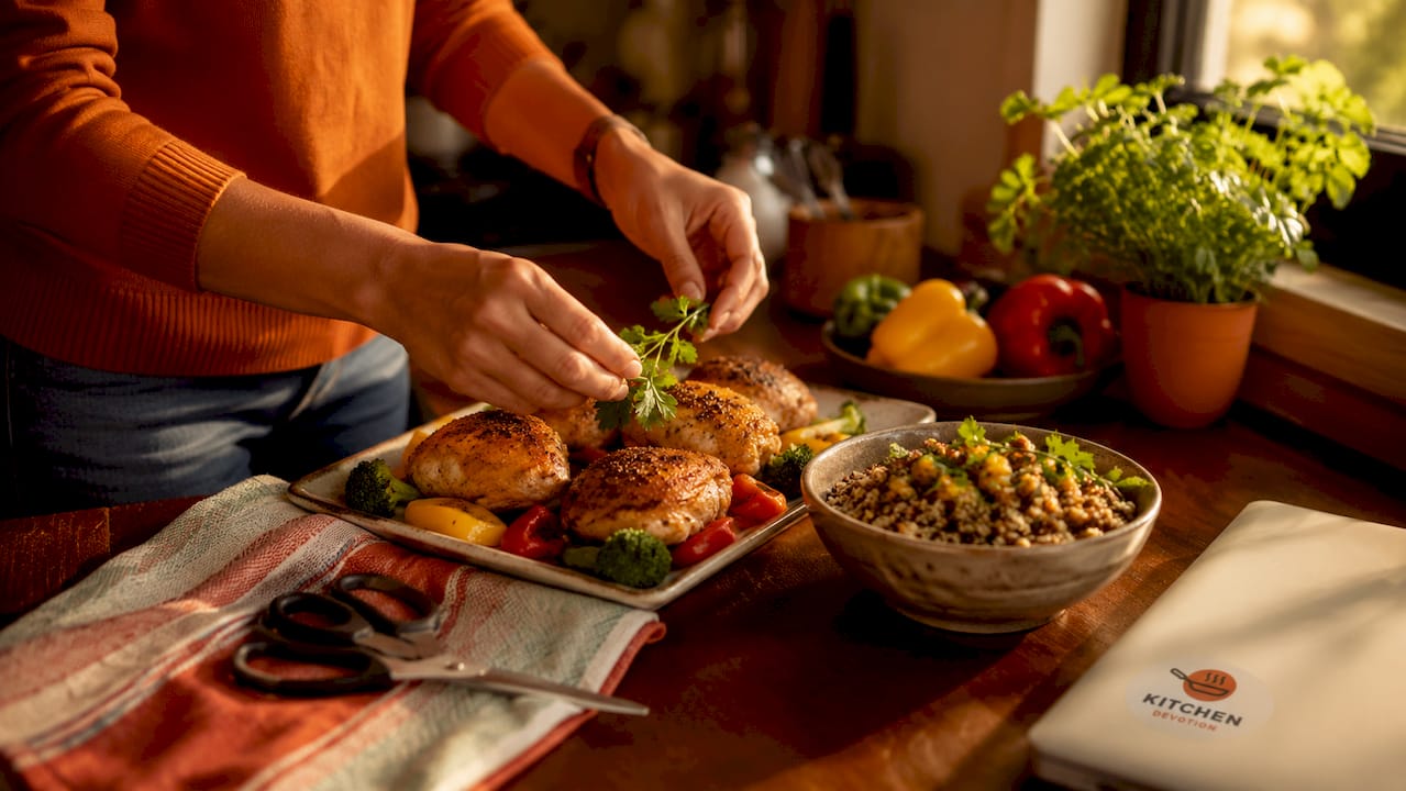 Hands preparing high-protein meals at home