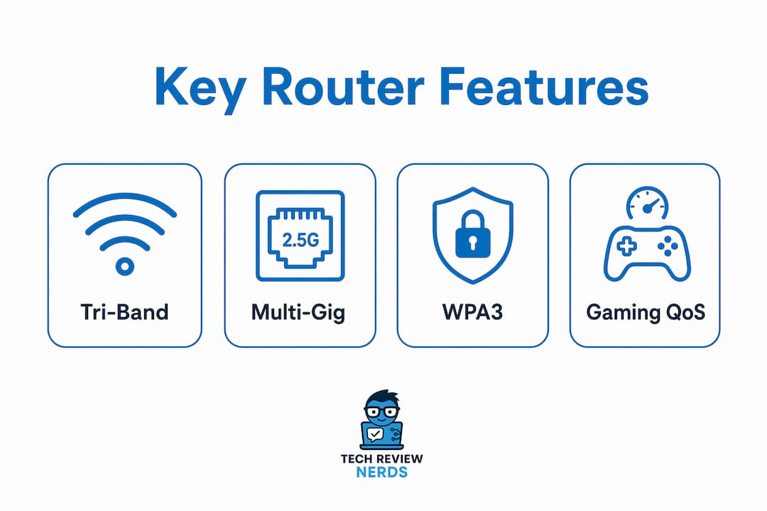 Infographic showing key Wi-Fi router features