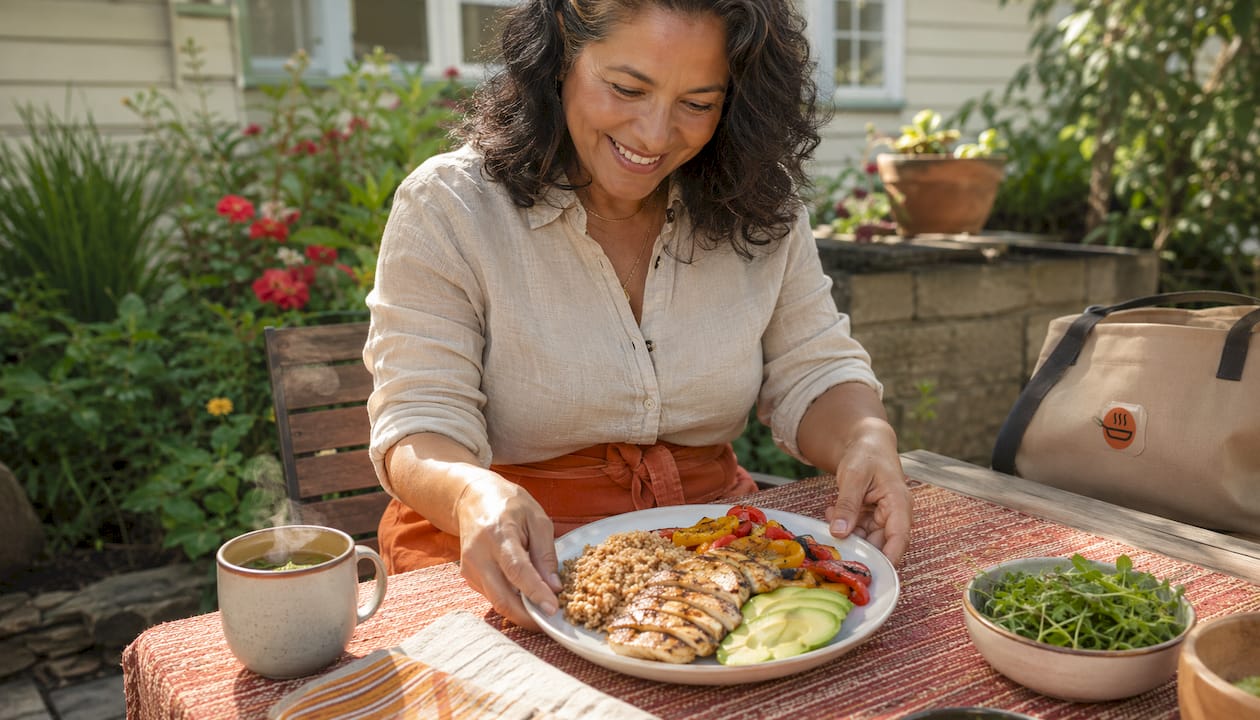 Woman preparing protein and fiber rich meal