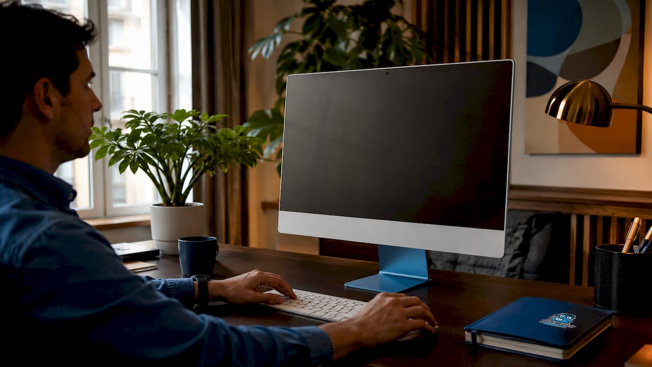 Modern all-in-one desktop in bright workspace