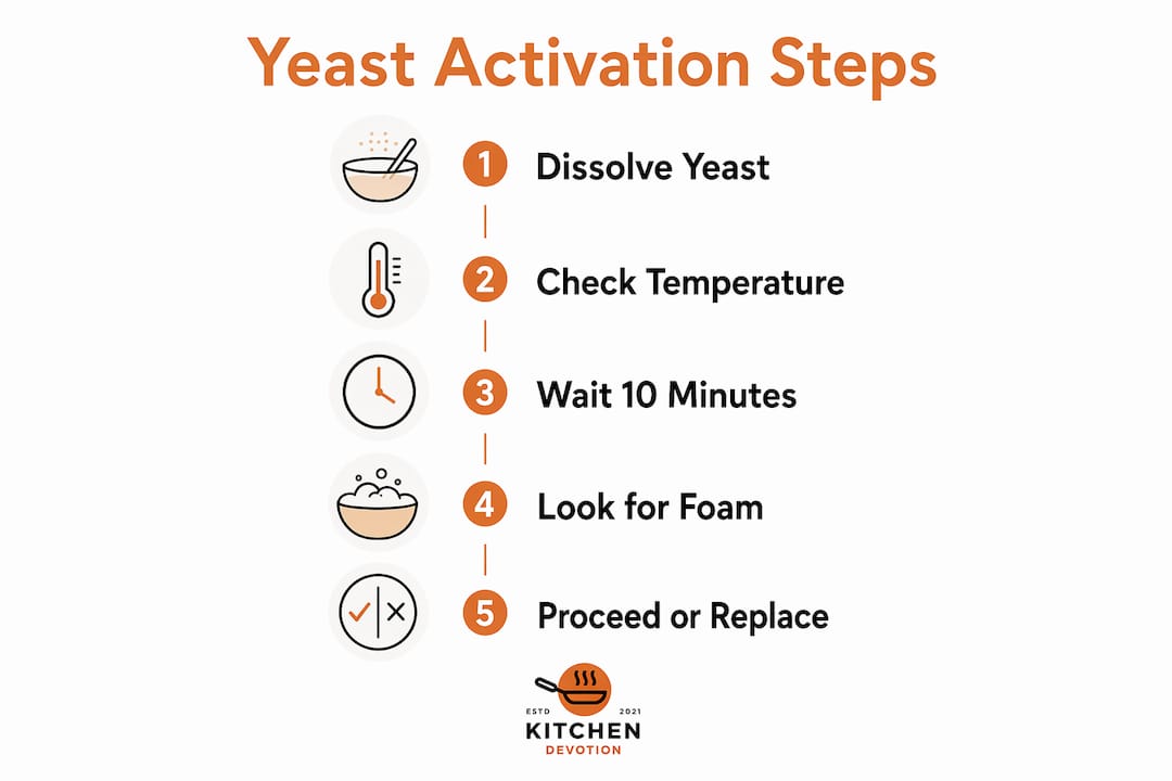 Infographic illustrating yeast activation steps