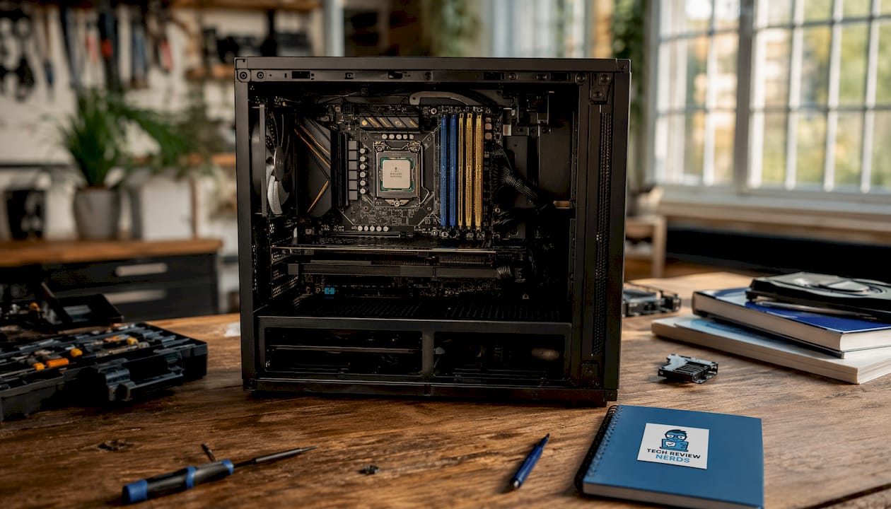 Close-up of CPU in desktop computer