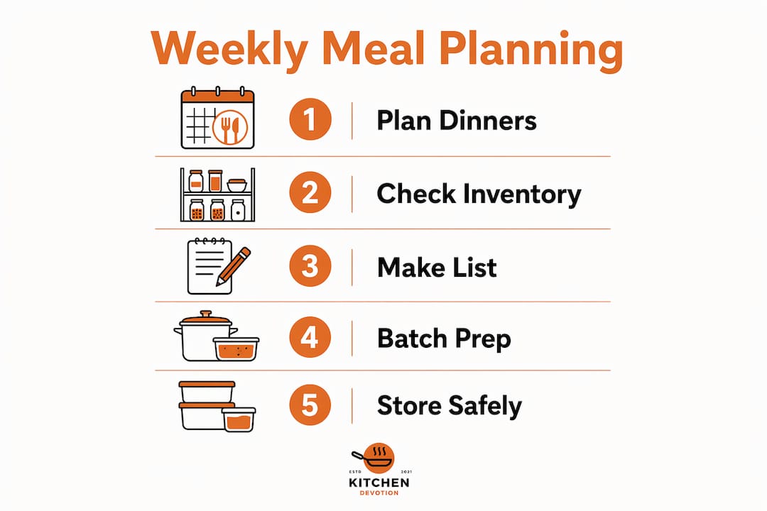 Infographic showing weekly meal planning steps