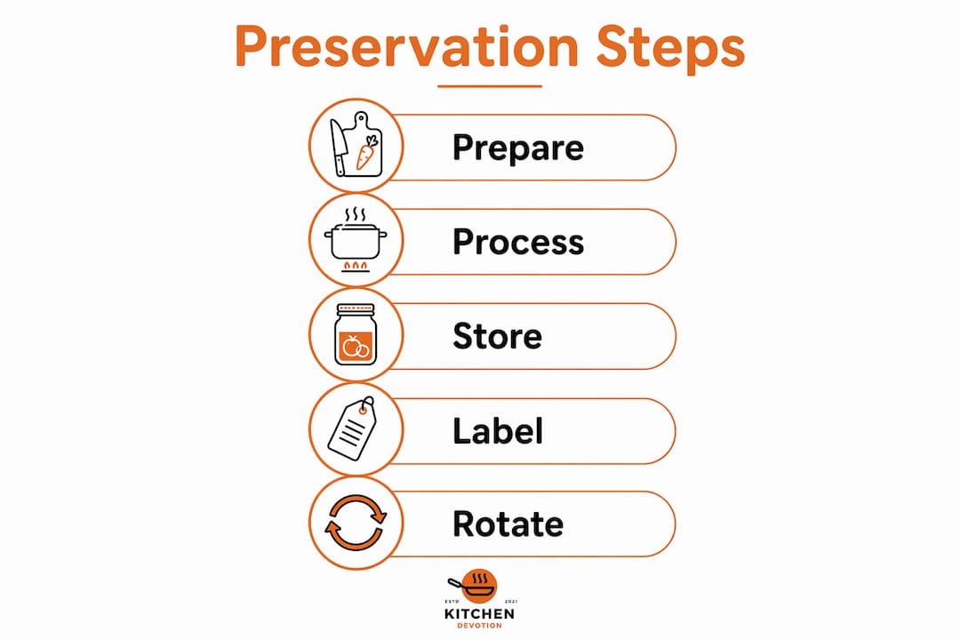 Infographic showing steps of food preservation process