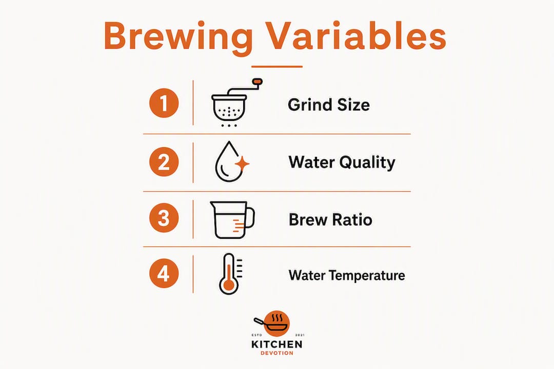 Infographic showing four coffee brewing variables