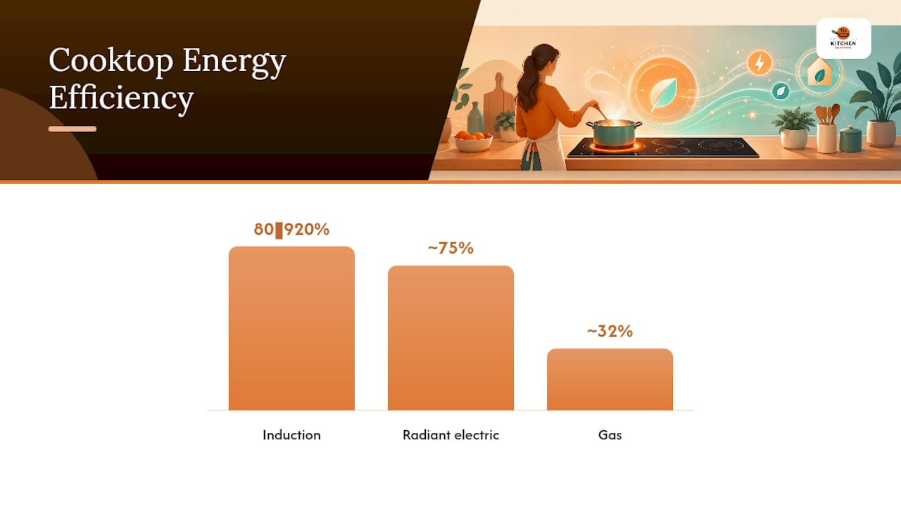 Energy efficiency comparison chart induction vs electric vs gas