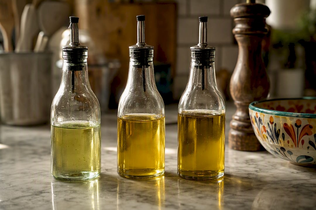 Selection of oils used for seasoning carbon steel pans