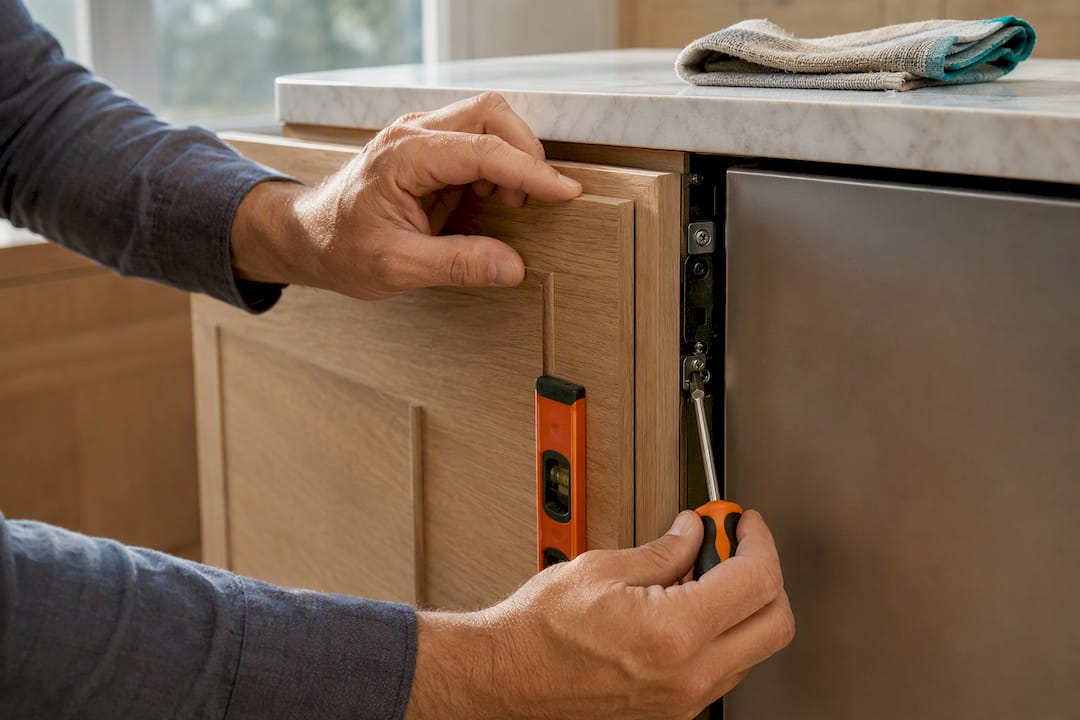 Checking custom dishwasher panel alignment