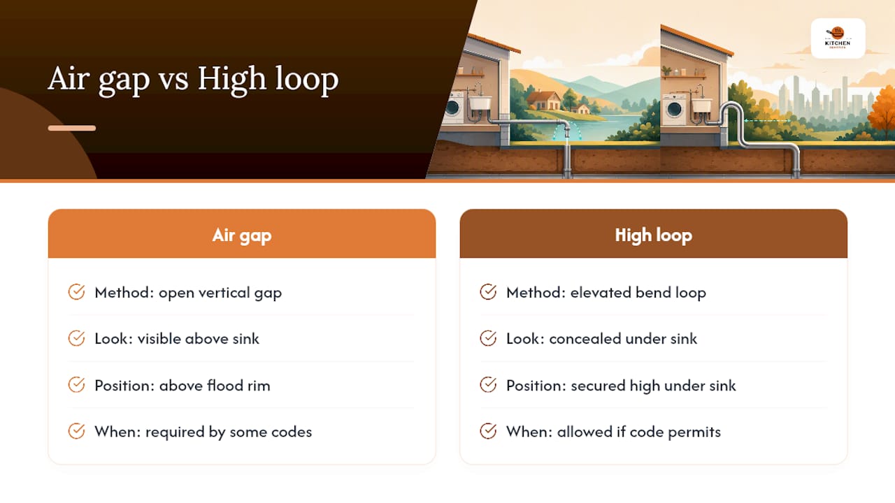 Air gap versus high loop comparison diagram