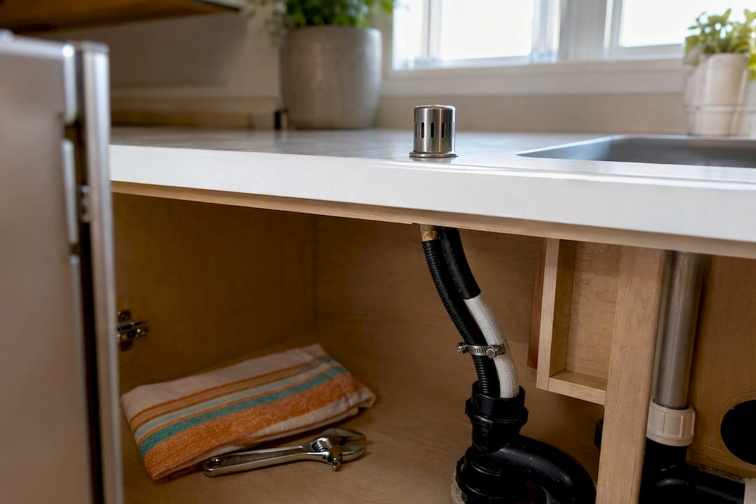 Air gap fitting above sink flood rim