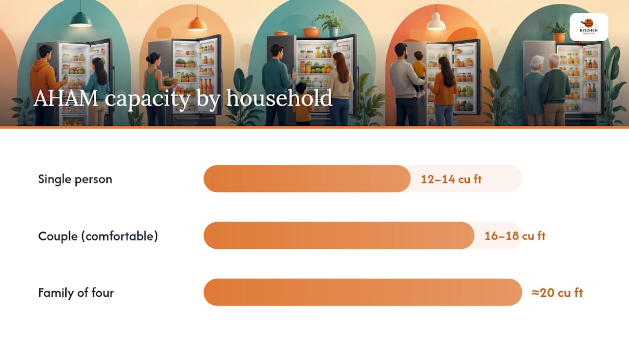 Refrigerator capacity ranges by household size