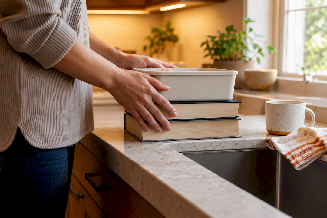 Books testing proposed sink working height