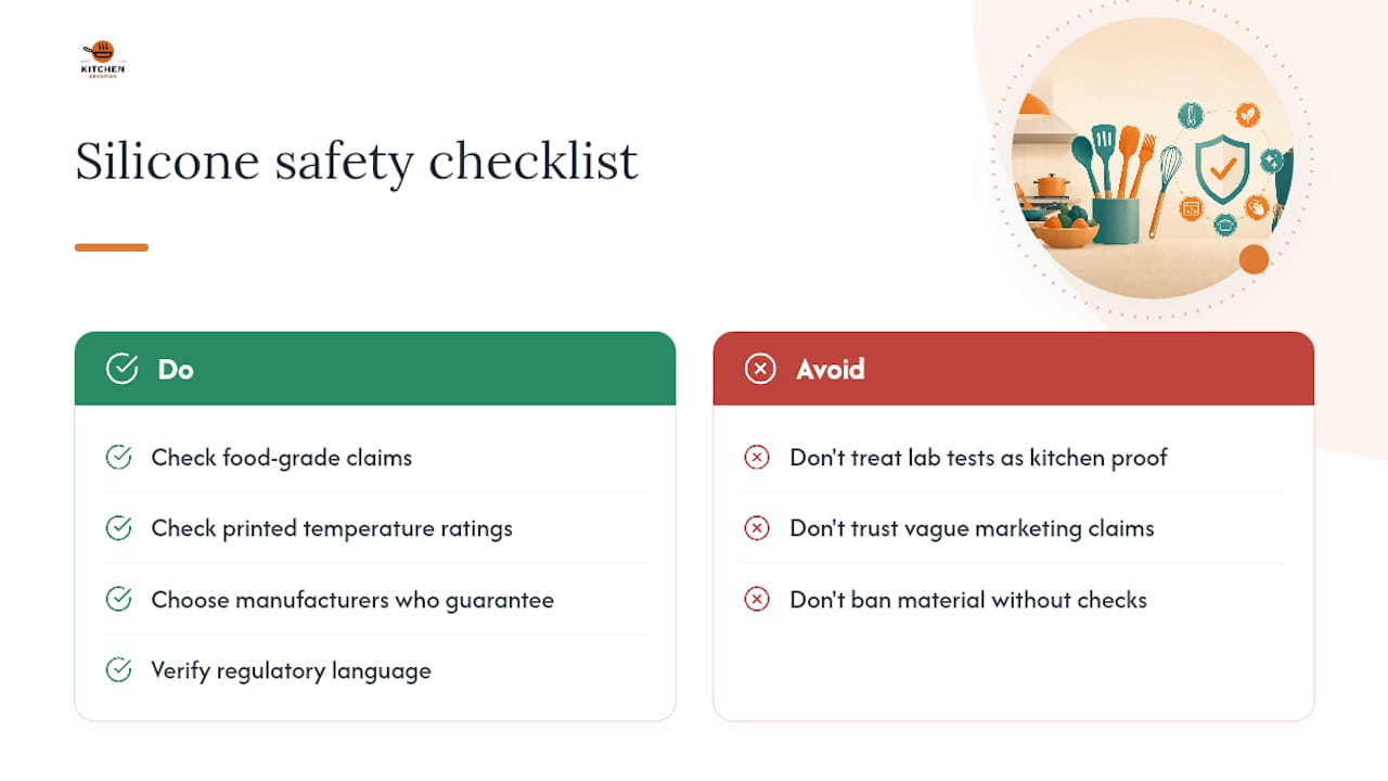 The Kitchendevotion Take on Silicone Safety Claims — overview diagram