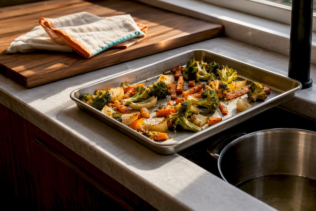 Sheet pan and stockpot crowding sink