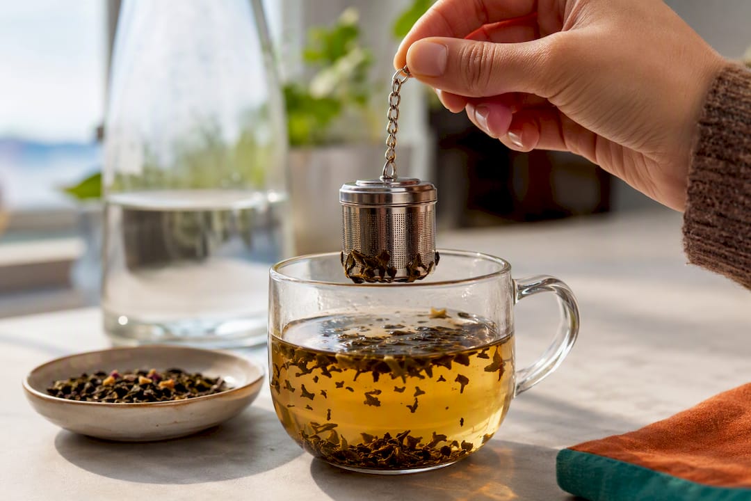 Stainless infuser brewing loose-leaf tea