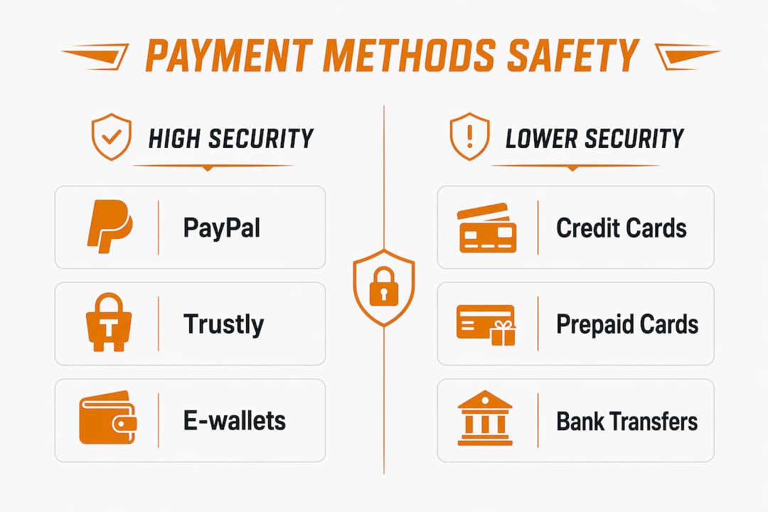 Infographic comparing payment method security levels