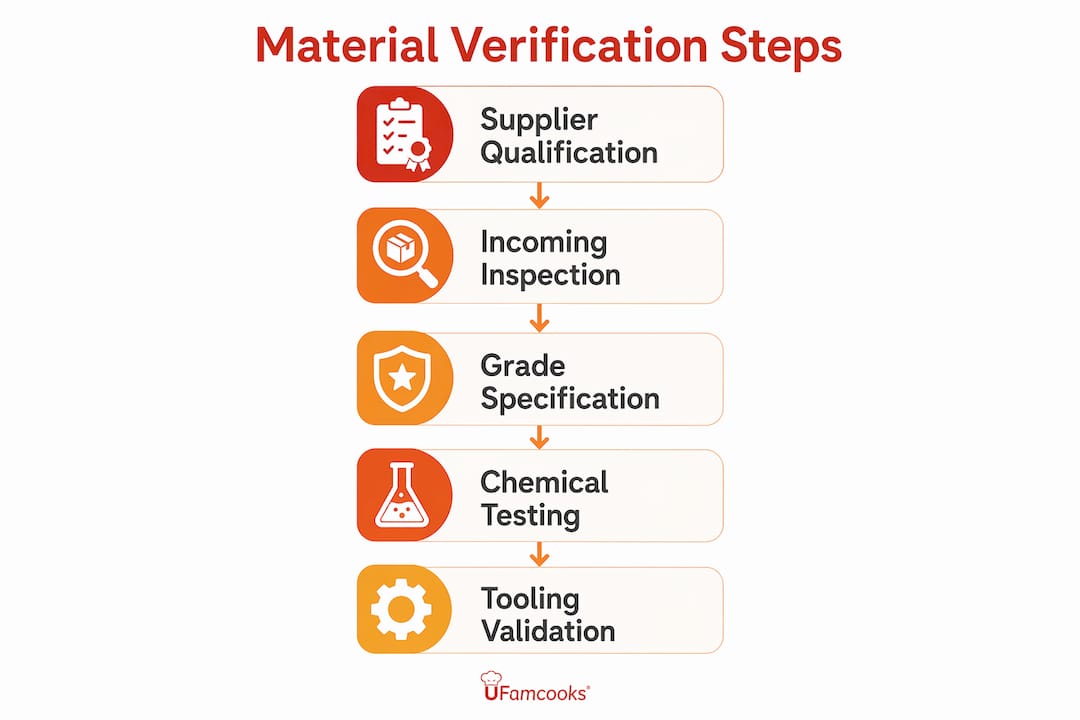 Infographic displaying material verification workflow steps