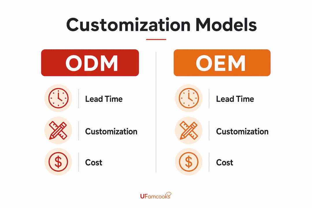 Infographic comparing ODM vs OEM customization models