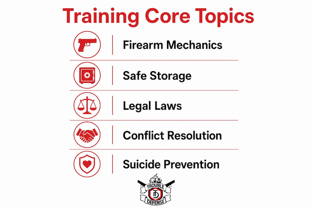 Infographic showing key mandatory training topics