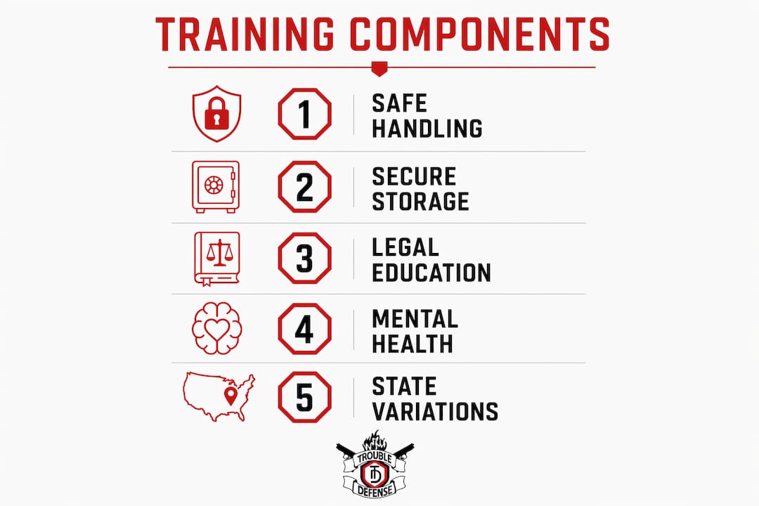Infographic showing firearm safety training topics