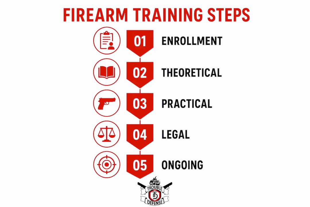 Infographic showing firearm training steps