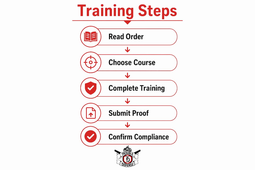 Infographic showing step-by-step firearms training process