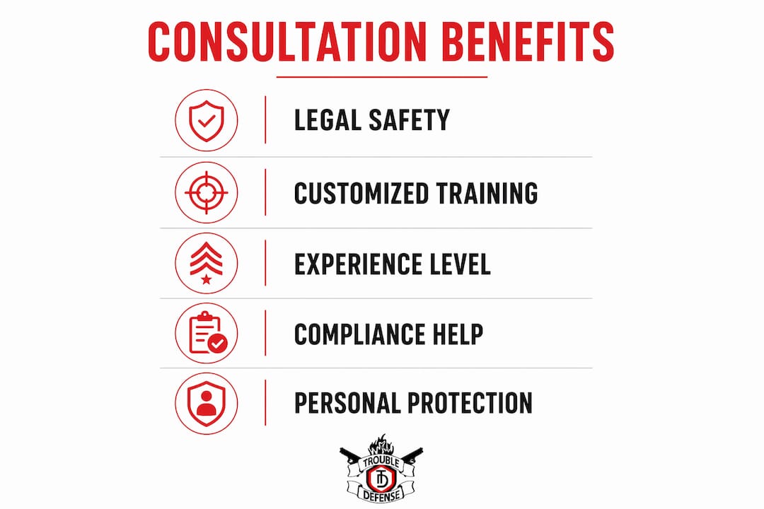 Infographic showing key benefits of firearm consultation