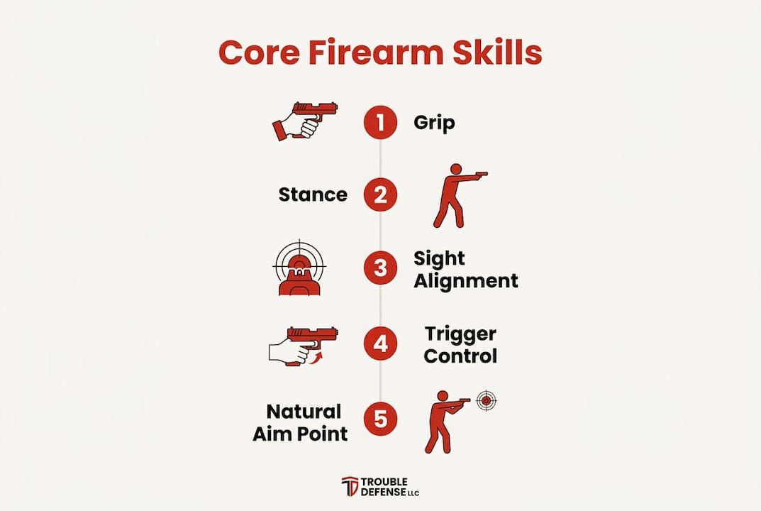 Infographic of core firearm safety skills