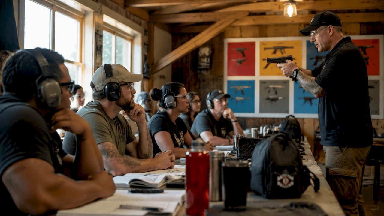 Classroom firearm safety training session