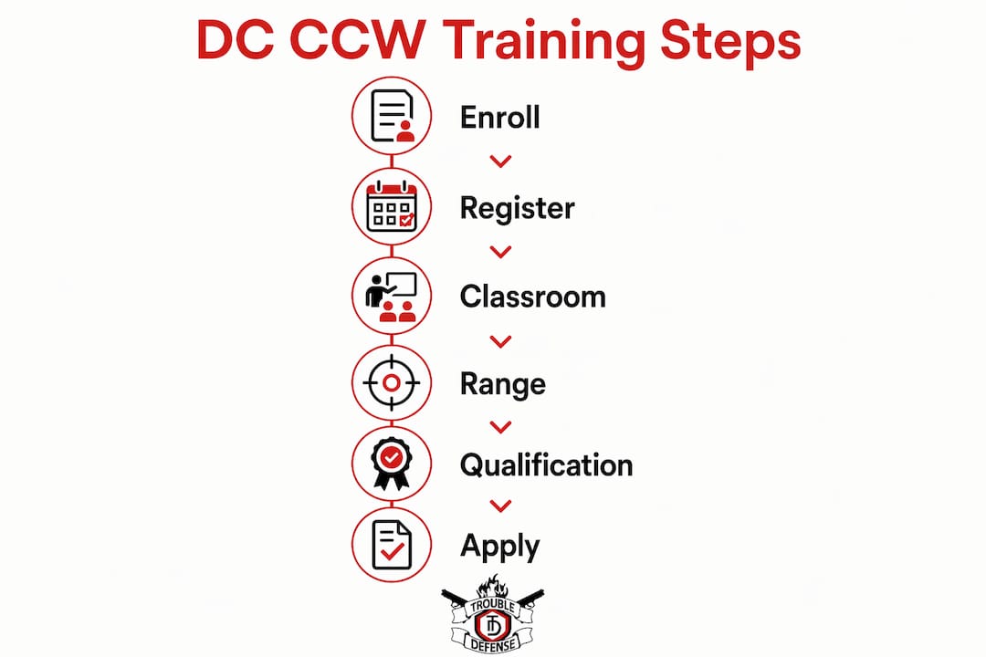 Infographic showing step-by-step DC CCW training process