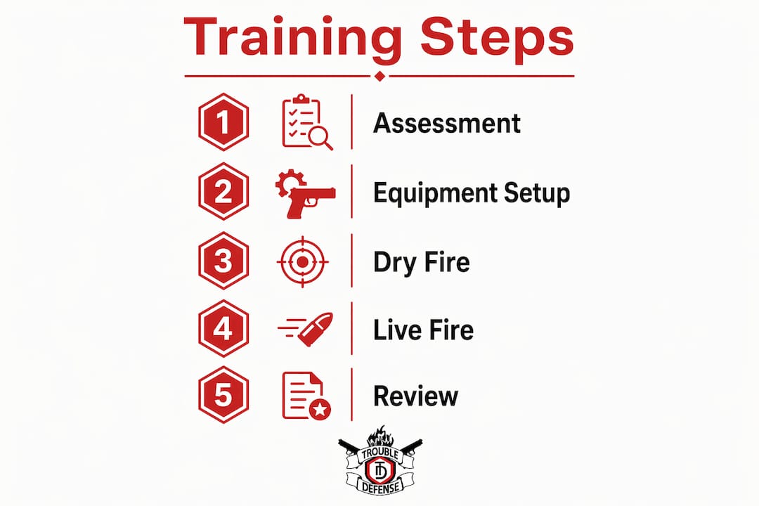 Infographic showing adaptive firearm training steps