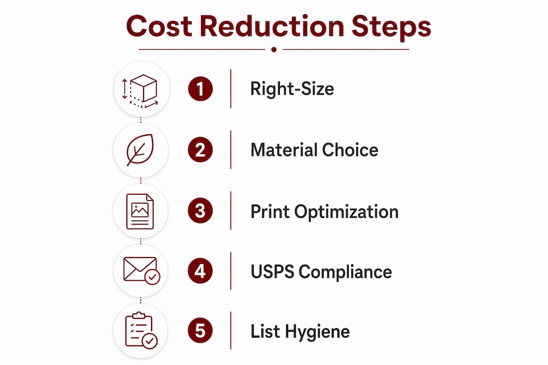Infographic outlining bulk mailing cost reduction steps