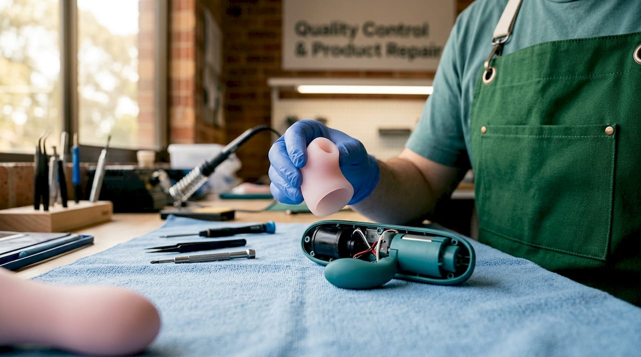 Close-up of suction vibrator air pulse mechanism