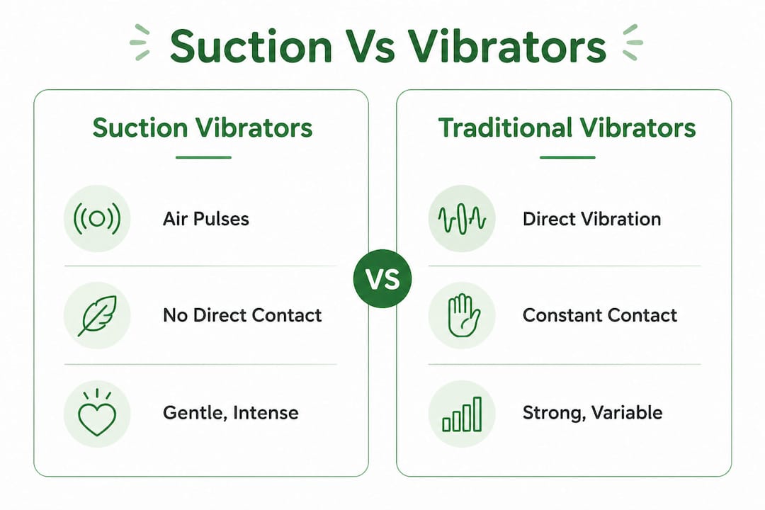 Comparison infographic of suction and traditional vibrators